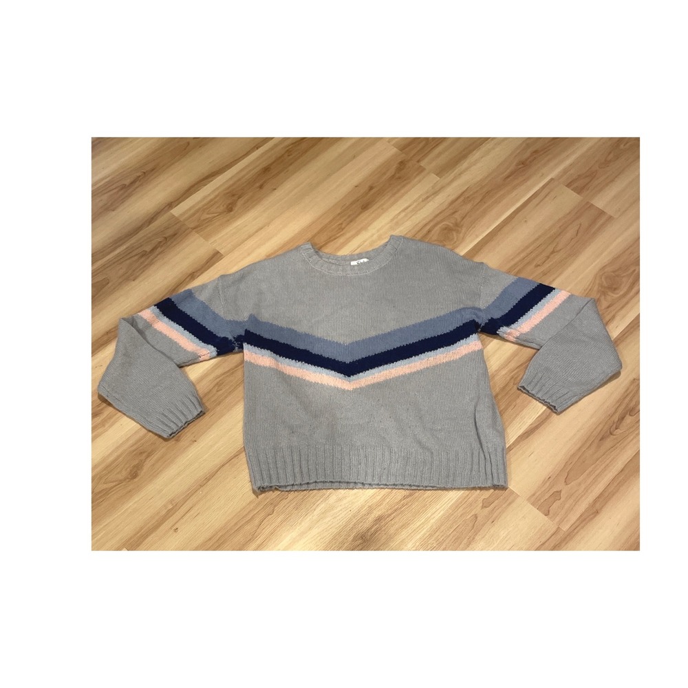 Rails Anthropologie Womens Sweater Chevron Stripe Wool Alpaca Blend Medium Grey